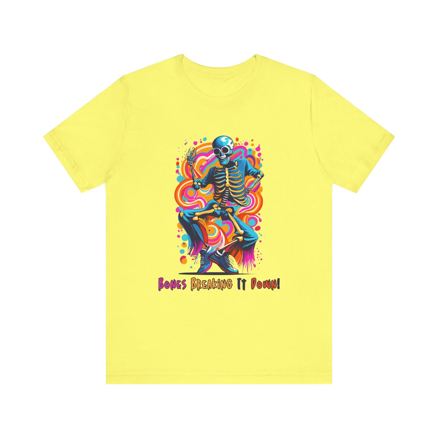 Festive Skeleton Dance: Cubist Abstraction T-Shirt | Halloween Vibes Tee