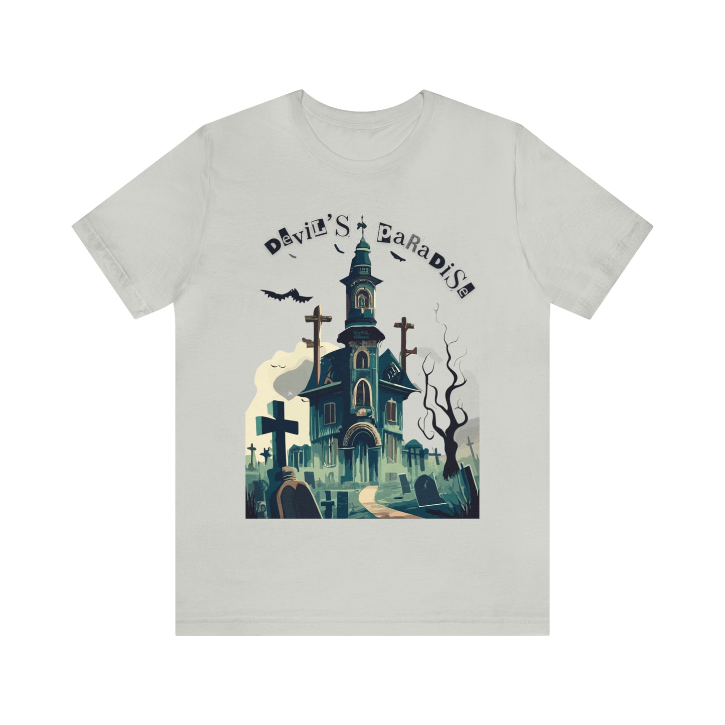 Solemn Haunted Graveyard: Pointillism T-Shirt | Halloween Vibes Tee