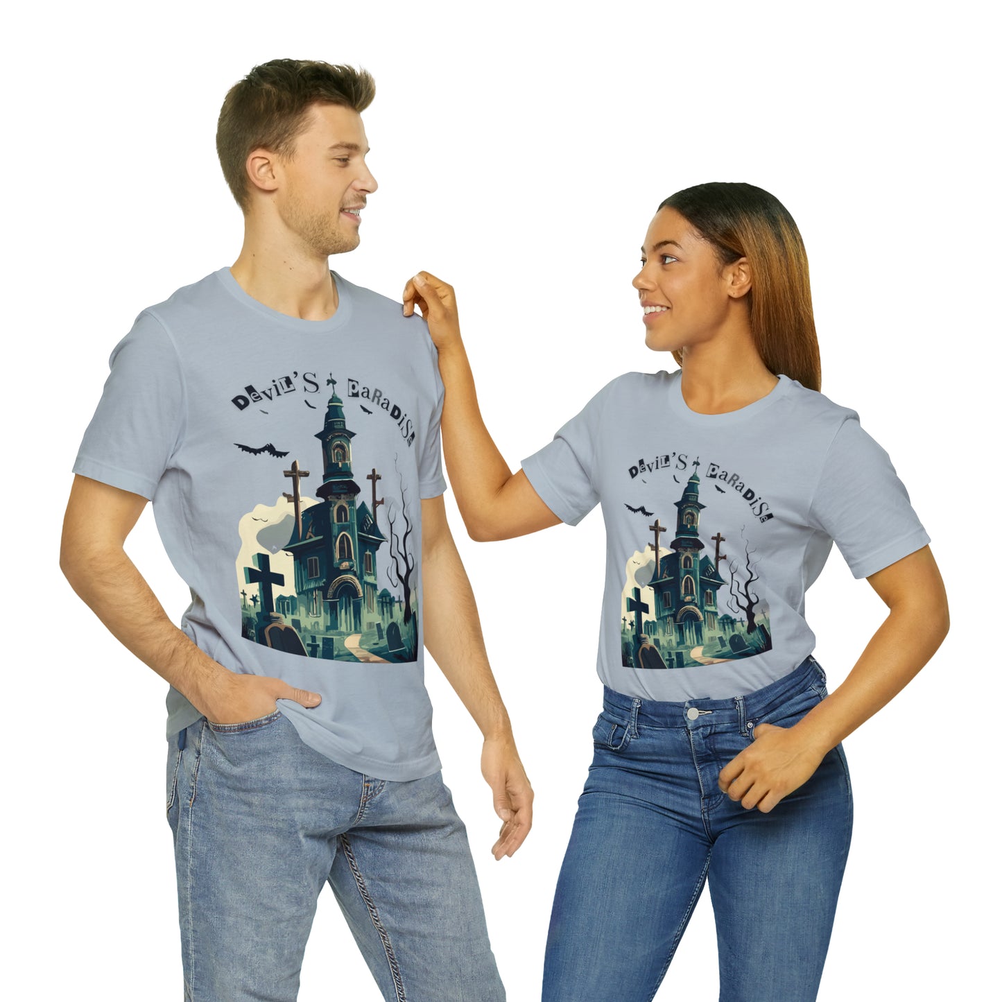 Solemn Haunted Graveyard: Pointillism T-Shirt | Halloween Vibes Tee