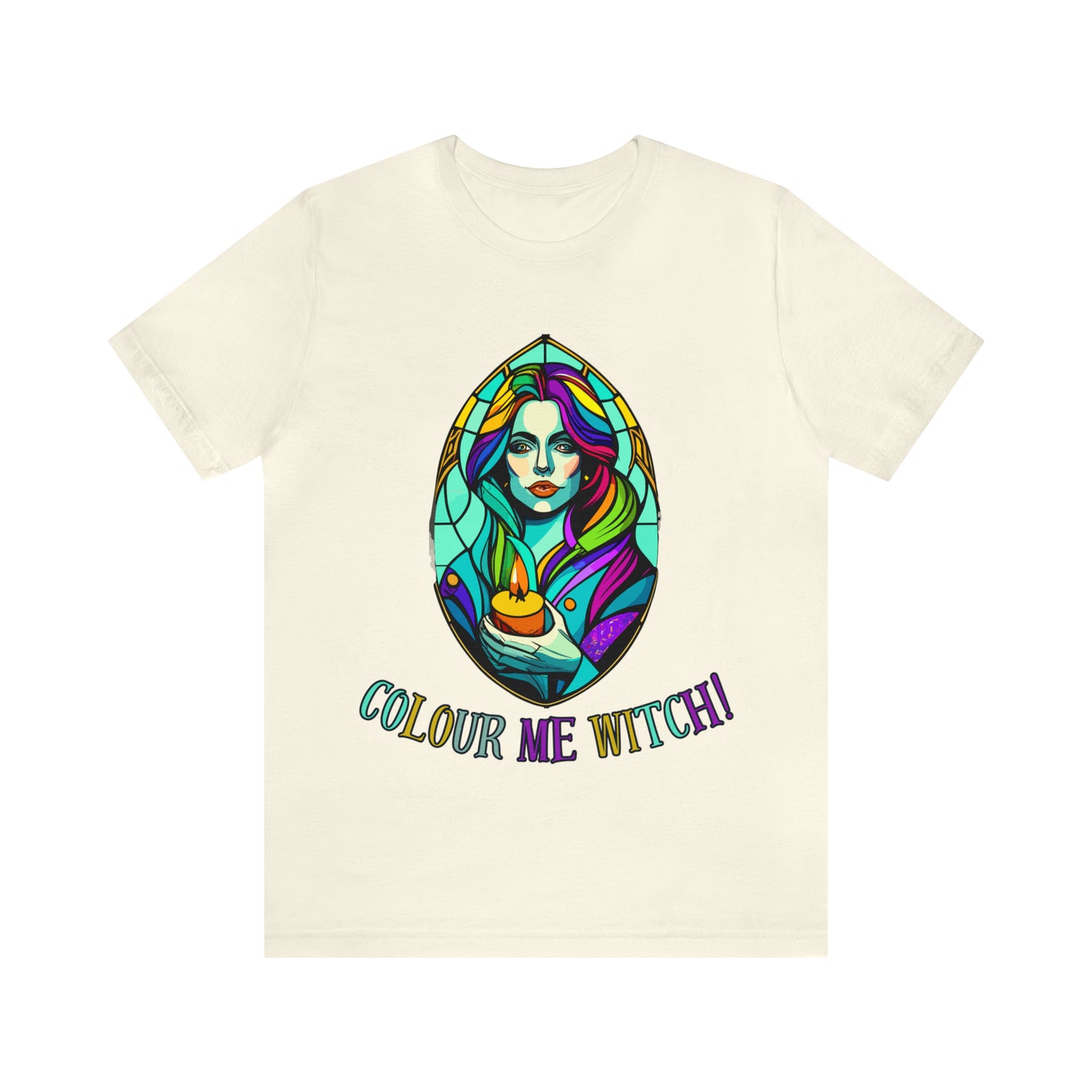 Mystical Witches' Coven: Stained Glass Candlelight T-Shirt | Halloween Vibes Tee