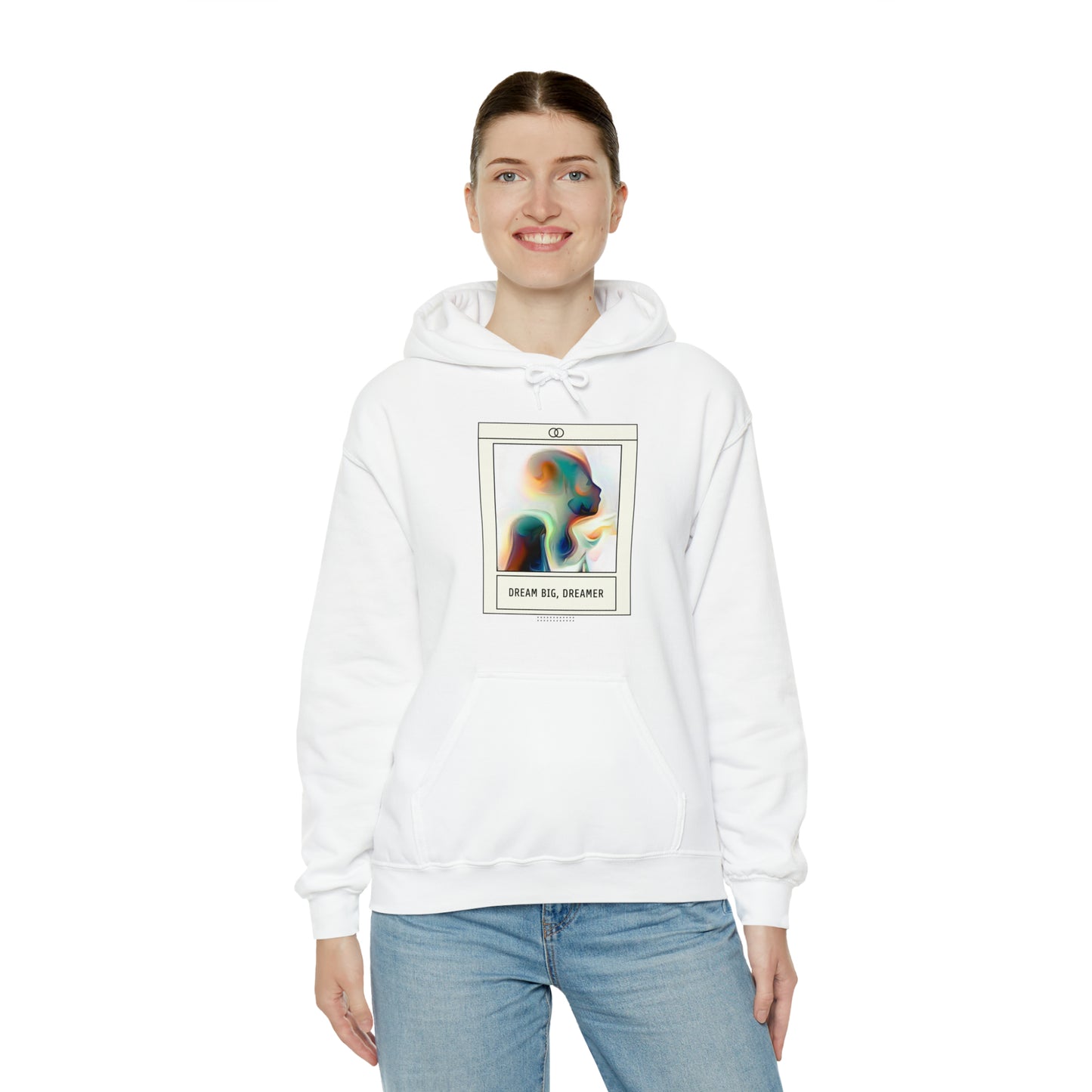 Vivid Reverie: Abstract Dreamer Unisex Hoodie with Vibrant Shapes | Artistic Vision Hoodies