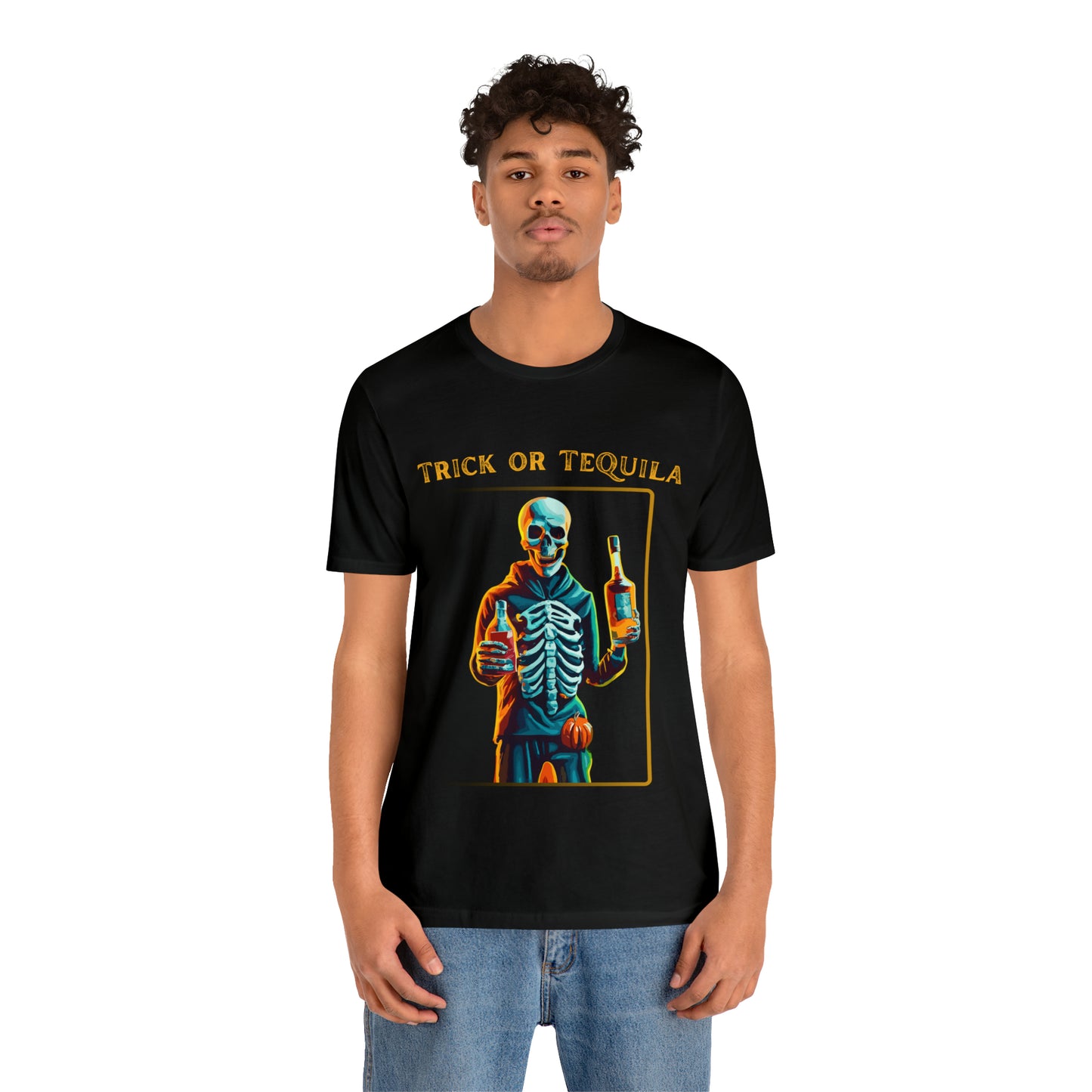 Spooky Skeleton: Trick or Tequila Halloween T-Shirt | Halloween Vibes Tee