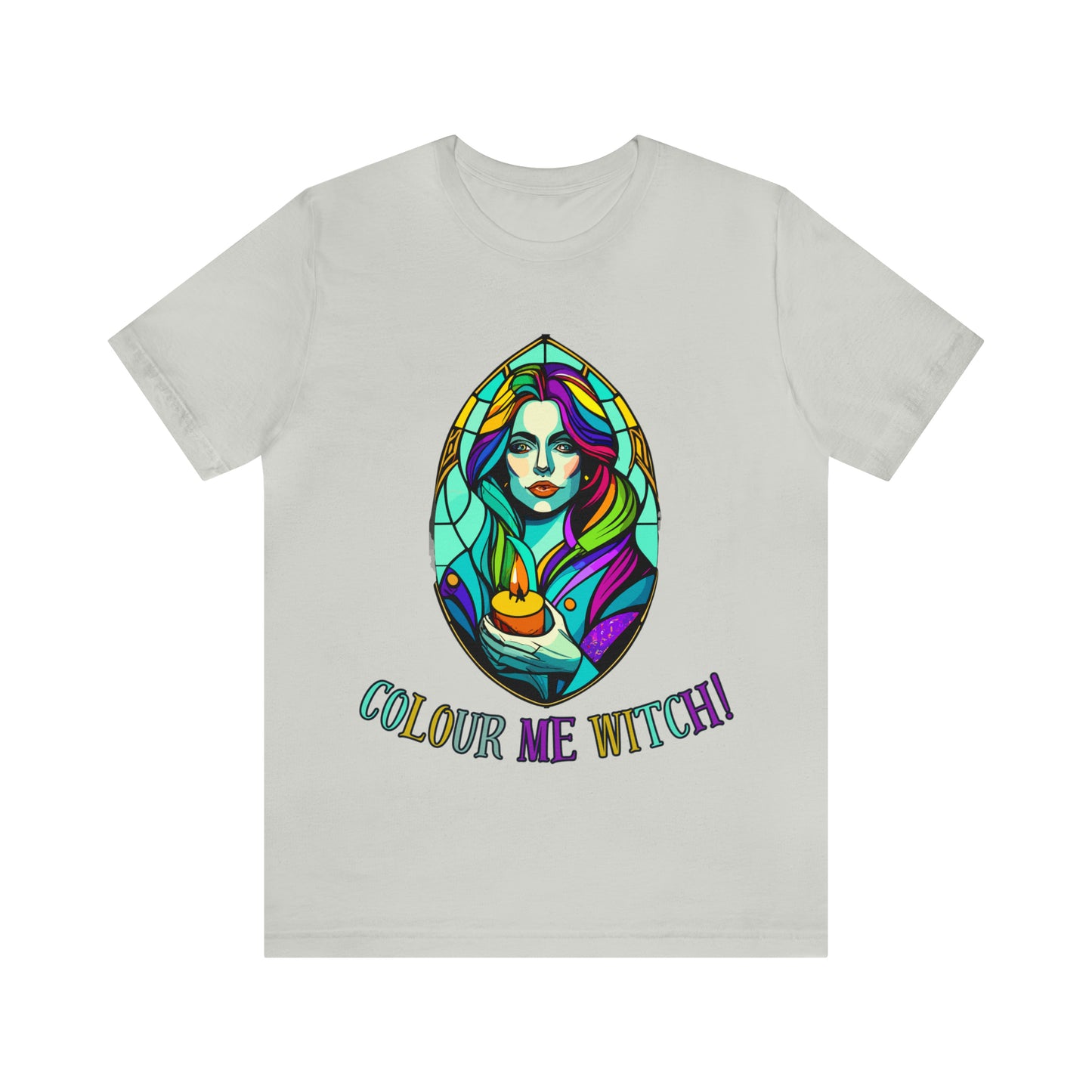 Mystical Witches' Coven: Stained Glass Candlelight T-Shirt | Halloween Vibes Tee