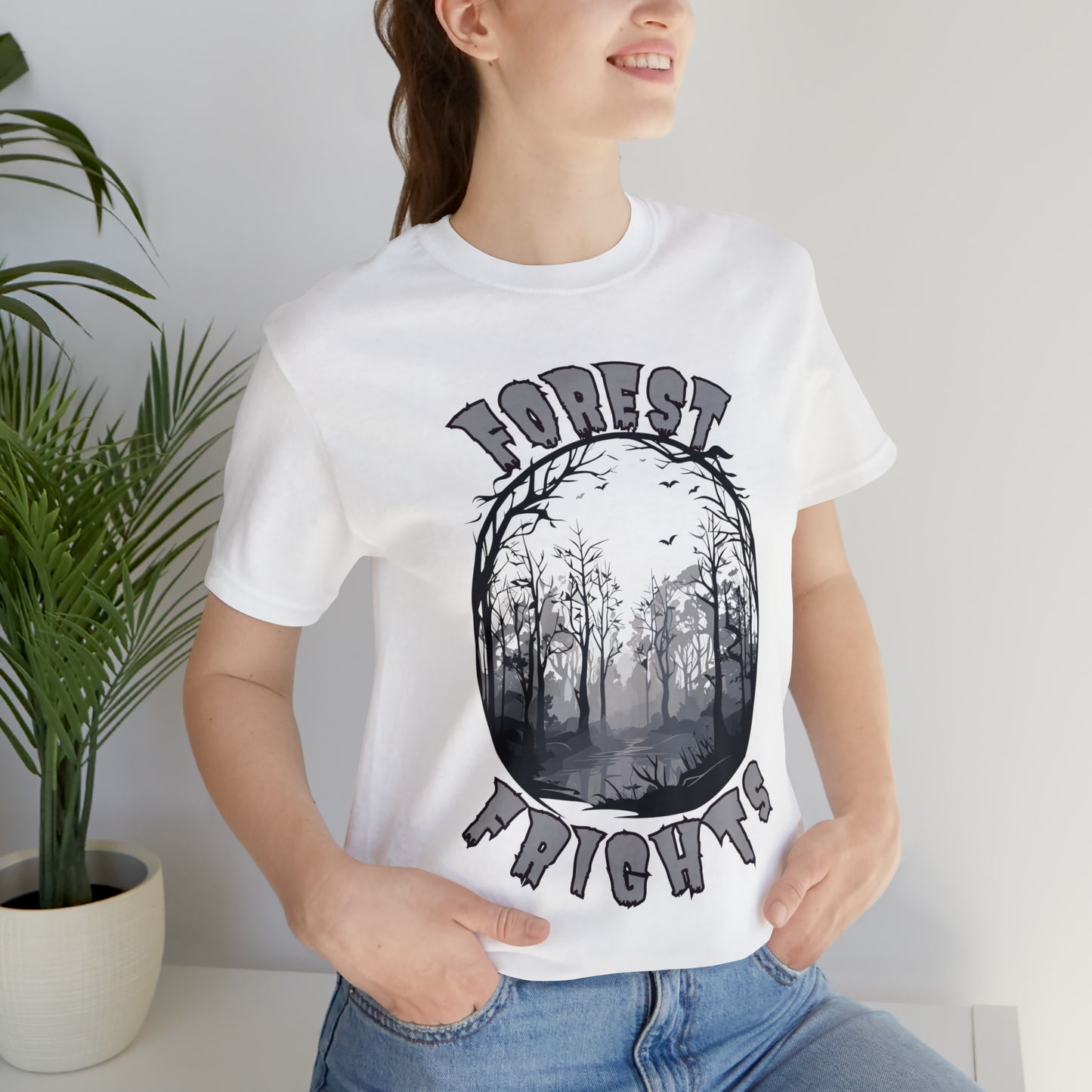 Mysterious Spooky Forest Silhouette T-Shirt | Halloween Vibes Tee