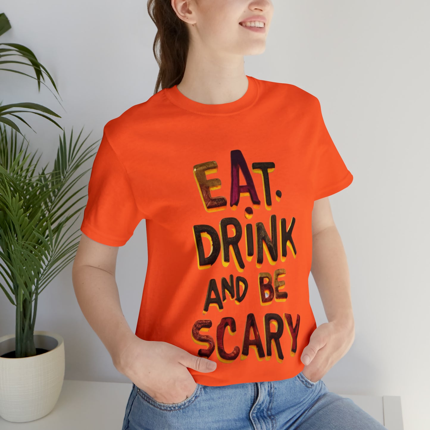 Eat, Drink, and Be Scary Halloween T-shirt - Party in Spooky Style | Halloween Vibes Tee