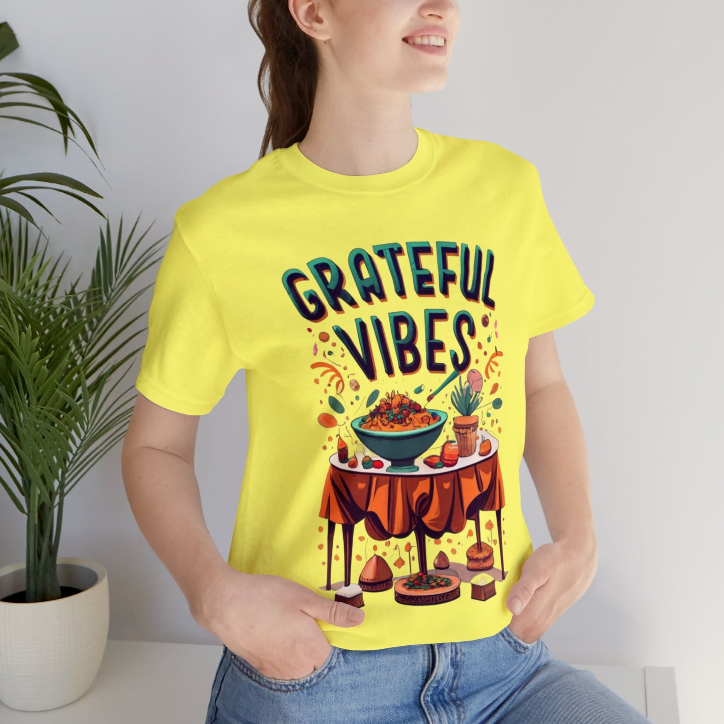 Grateful Vibes Gathering: Family Feast Unisex Tee | Festive Thanksgiving T-Shirts by Be Like No One (BLN1) - The Store