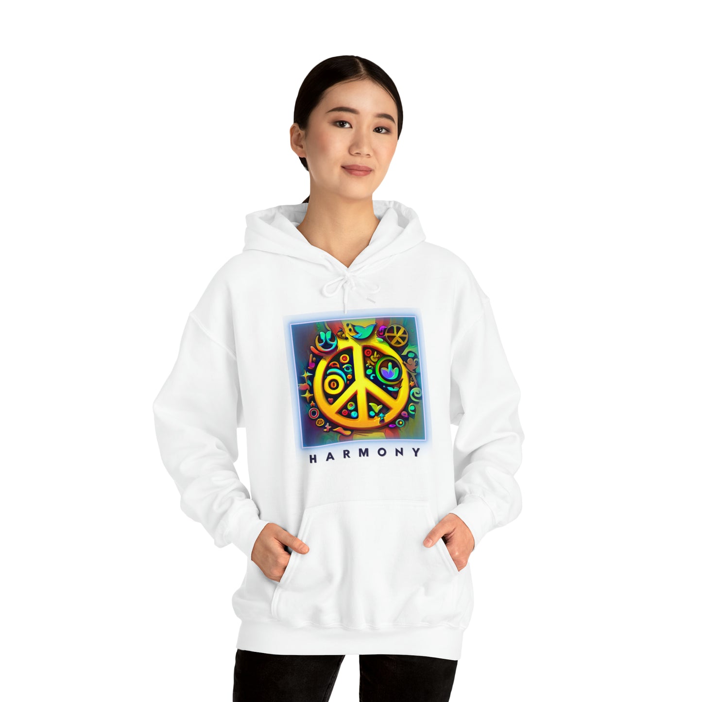 Serenity Symbols: Peace & Positivity Unisex Hoodie | Harmony Iconic Hoodies