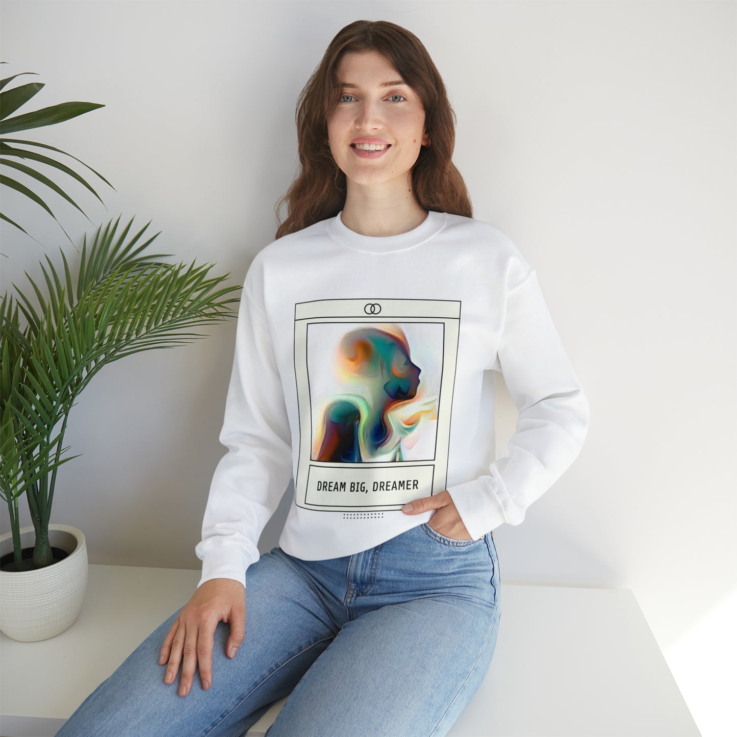 Vivid Reverie Sweatshirt | Abstract Dreamer Unisex Sweatshirt with Vibrant Shapes