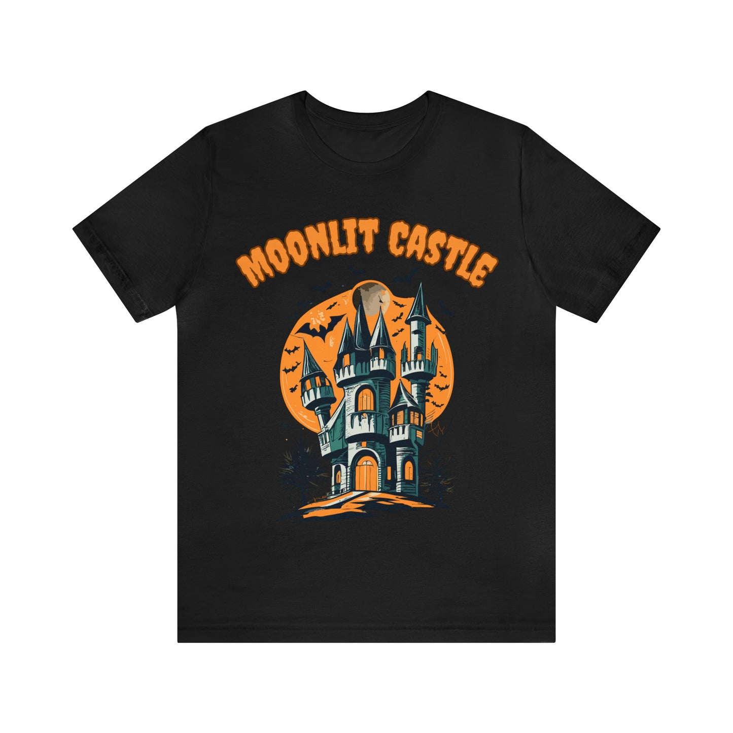 Moonlit Haunted Castle: Eerie Atmosphere T-Shirt | Halloween Vibes Tee