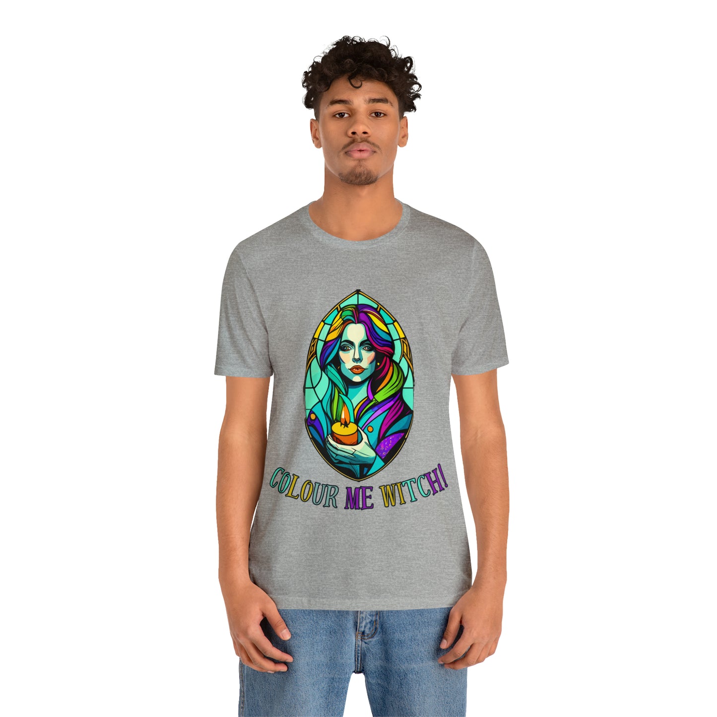 Mystical Witches' Coven: Stained Glass Candlelight T-Shirt | Halloween Vibes Tee