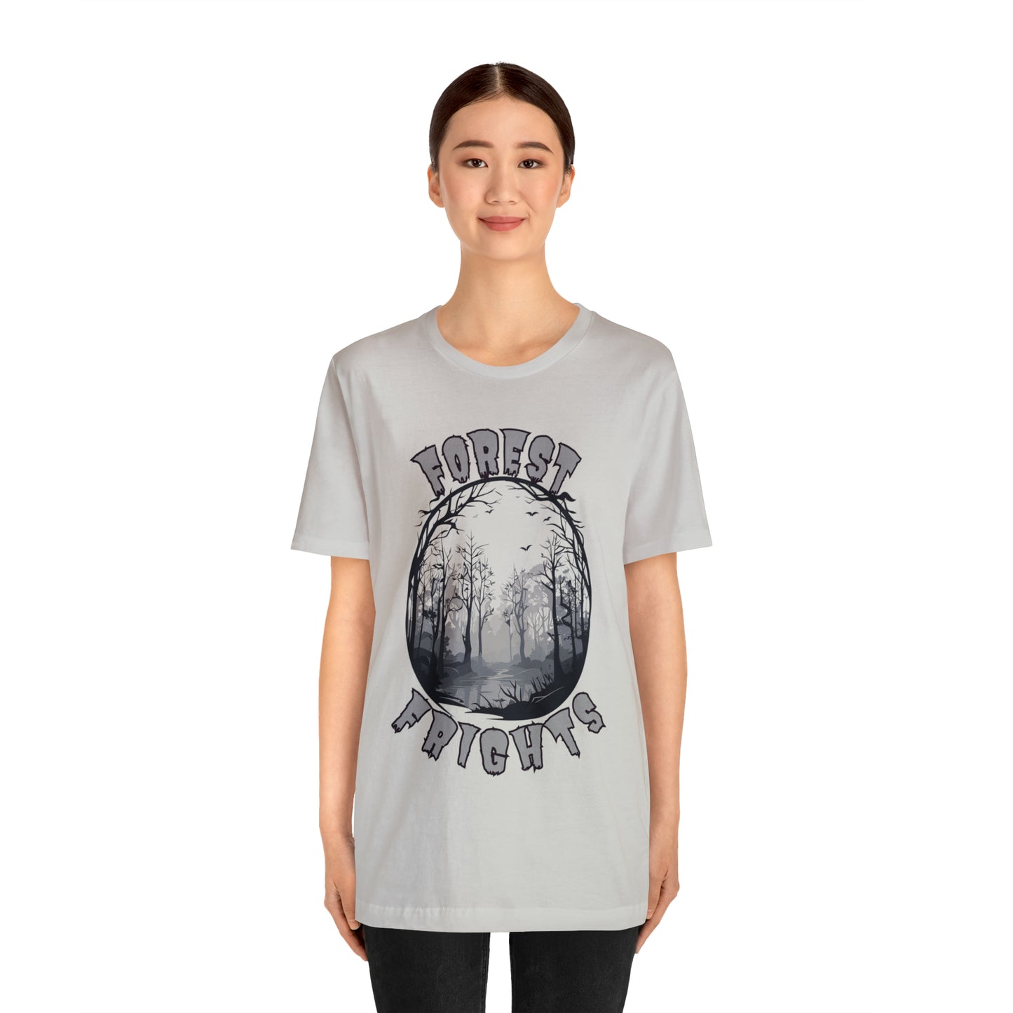 Mysterious Spooky Forest Silhouette T-Shirt | Halloween Vibes Tee