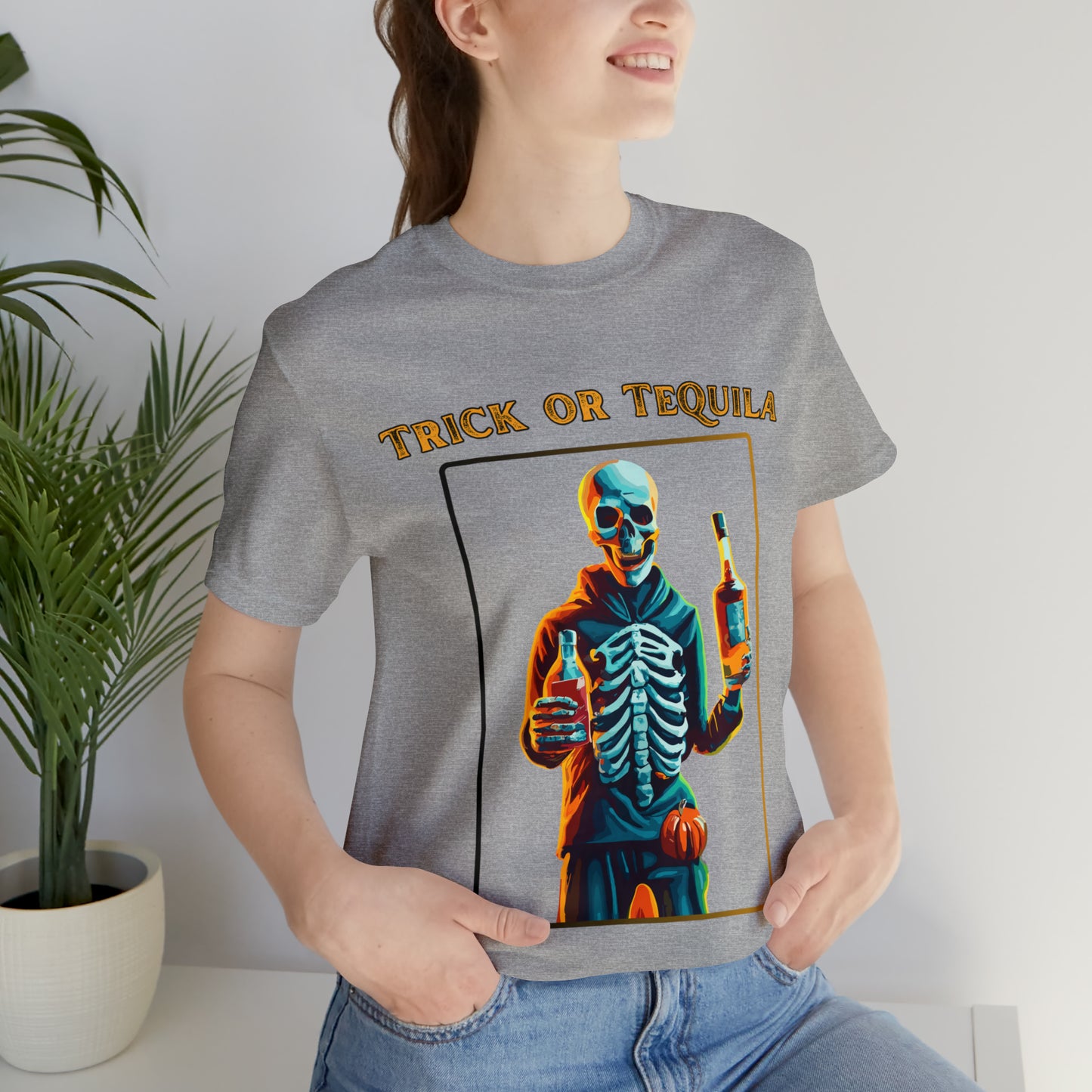 Spooky Skeleton: Trick or Tequila Halloween T-Shirt | Halloween Vibes Tee