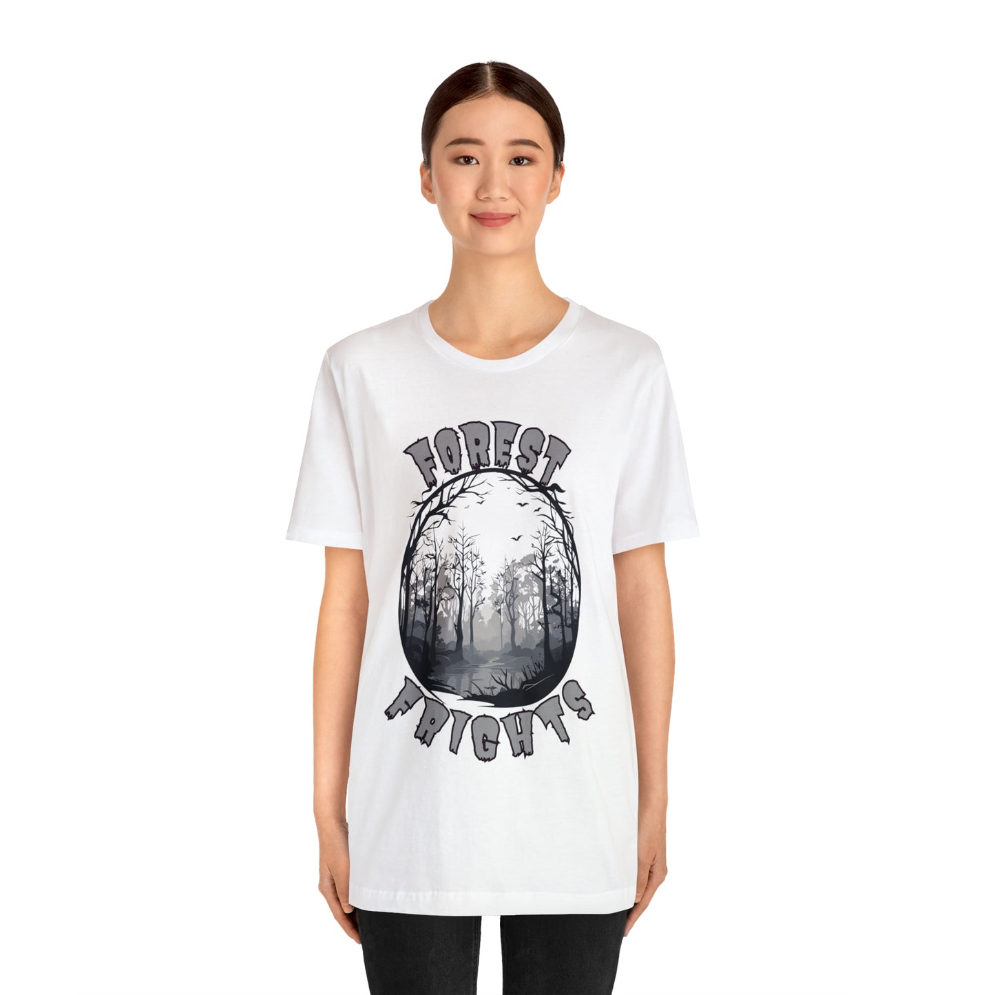 Mysterious Spooky Forest Silhouette T-Shirt | Halloween Vibes Tee