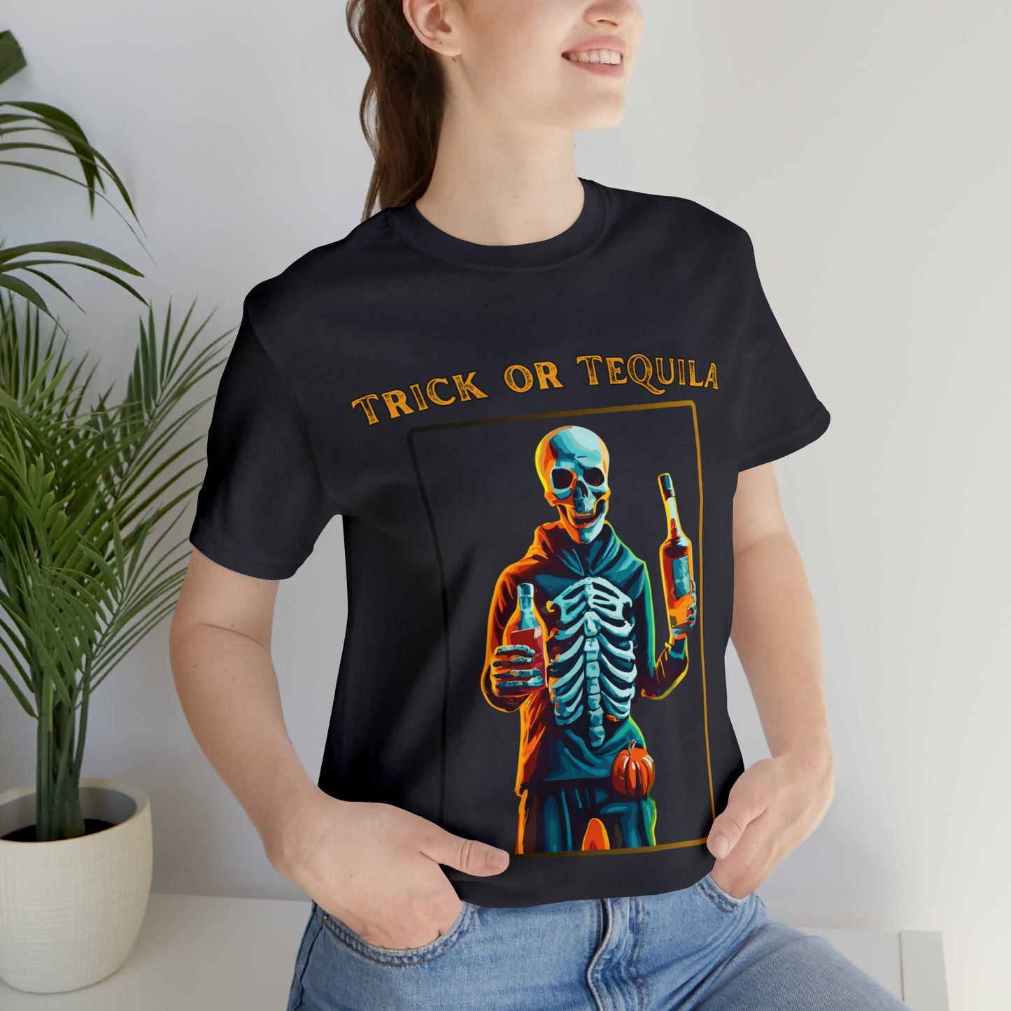 Spooky Skeleton: Trick or Tequila Halloween T-Shirt | Halloween Vibes Tee