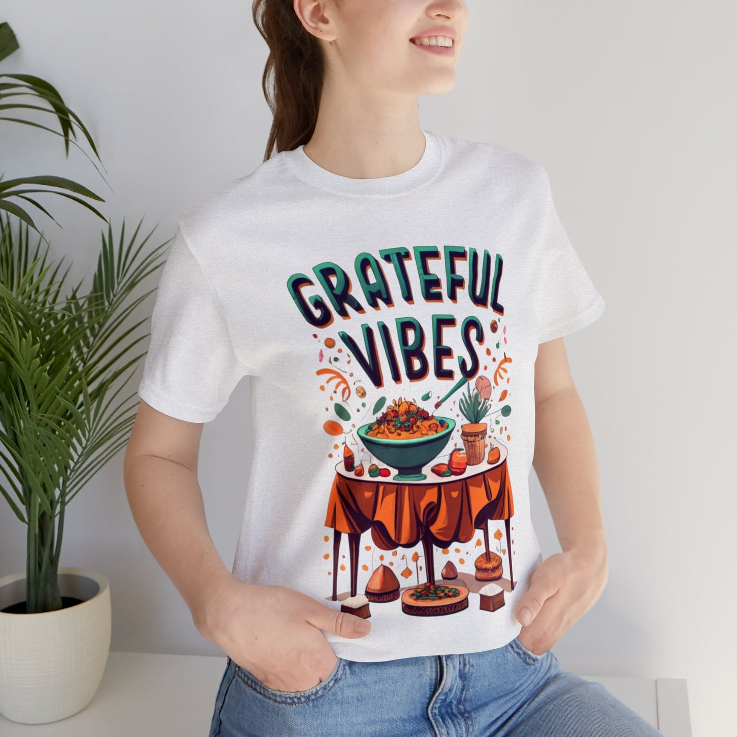 Grateful Vibes Gathering: Family Feast Unisex Tee | Festive Thanksgiving T-Shirts by Be Like No One (BLN1) - The Store