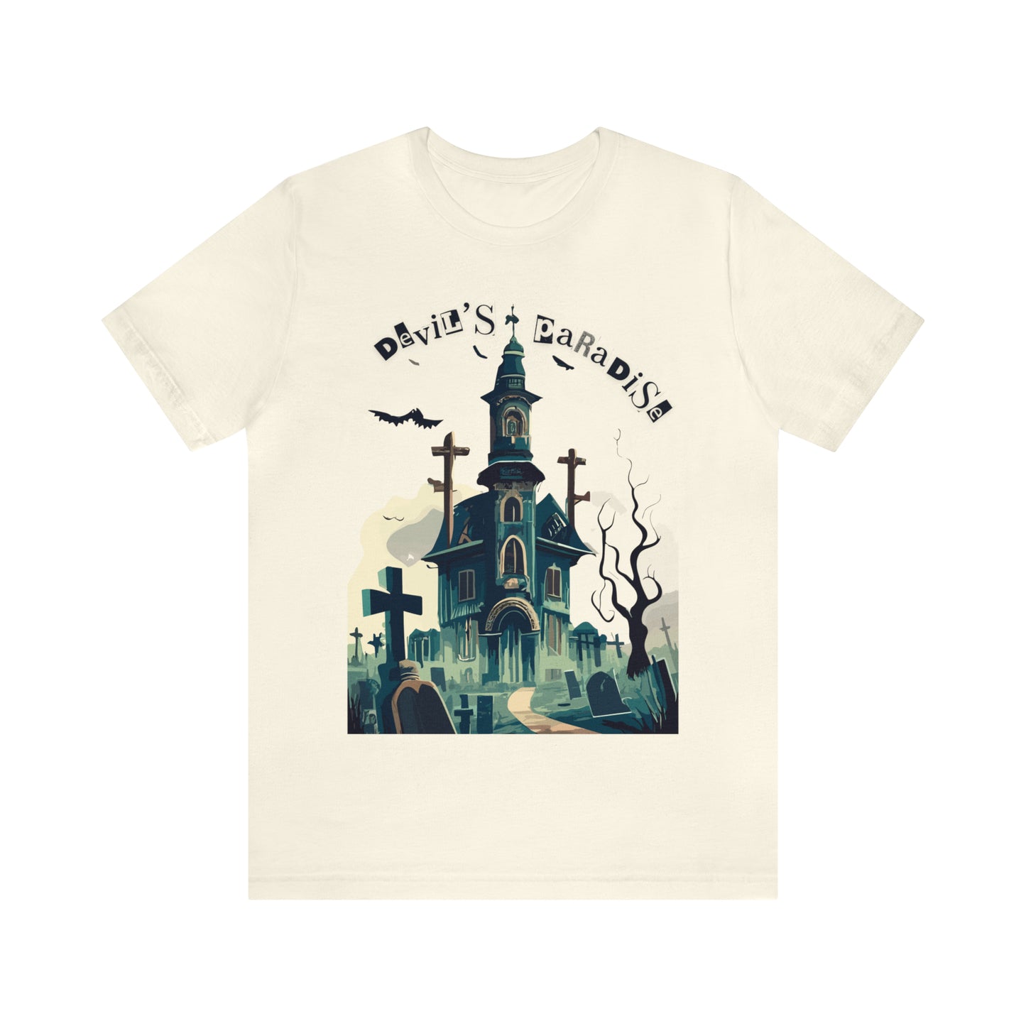 Solemn Haunted Graveyard: Pointillism T-Shirt | Halloween Vibes Tee