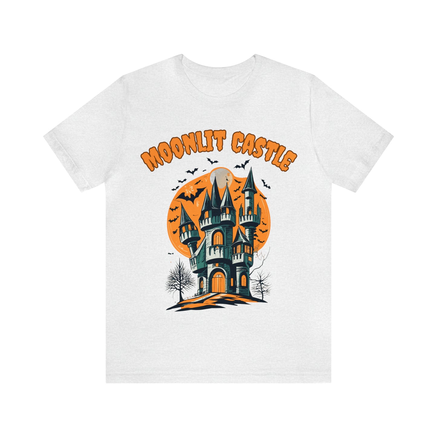 Moonlit Haunted Castle: Eerie Atmosphere T-Shirt | Halloween Vibes Tee