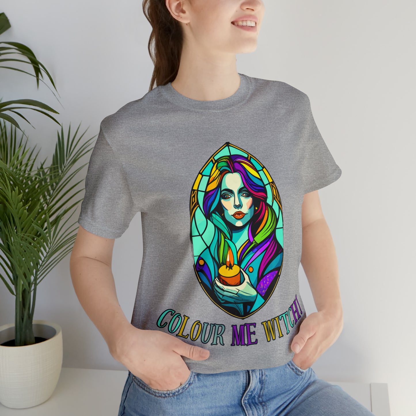 Mystical Witches' Coven: Stained Glass Candlelight T-Shirt | Halloween Vibes Tee