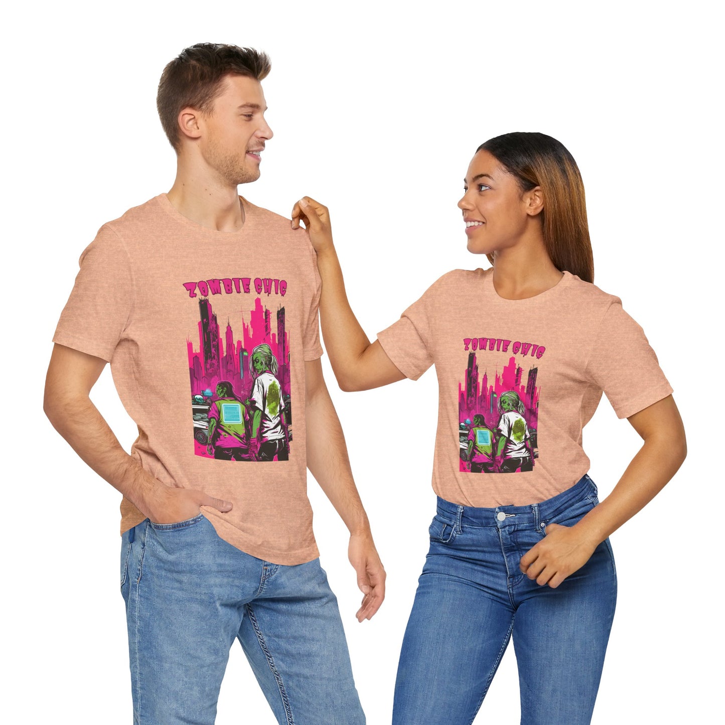 Cyberpunk Zombie Apocalypse: Dystopian Neon Cityscape T-Shirt | Halloween Vibes Tee