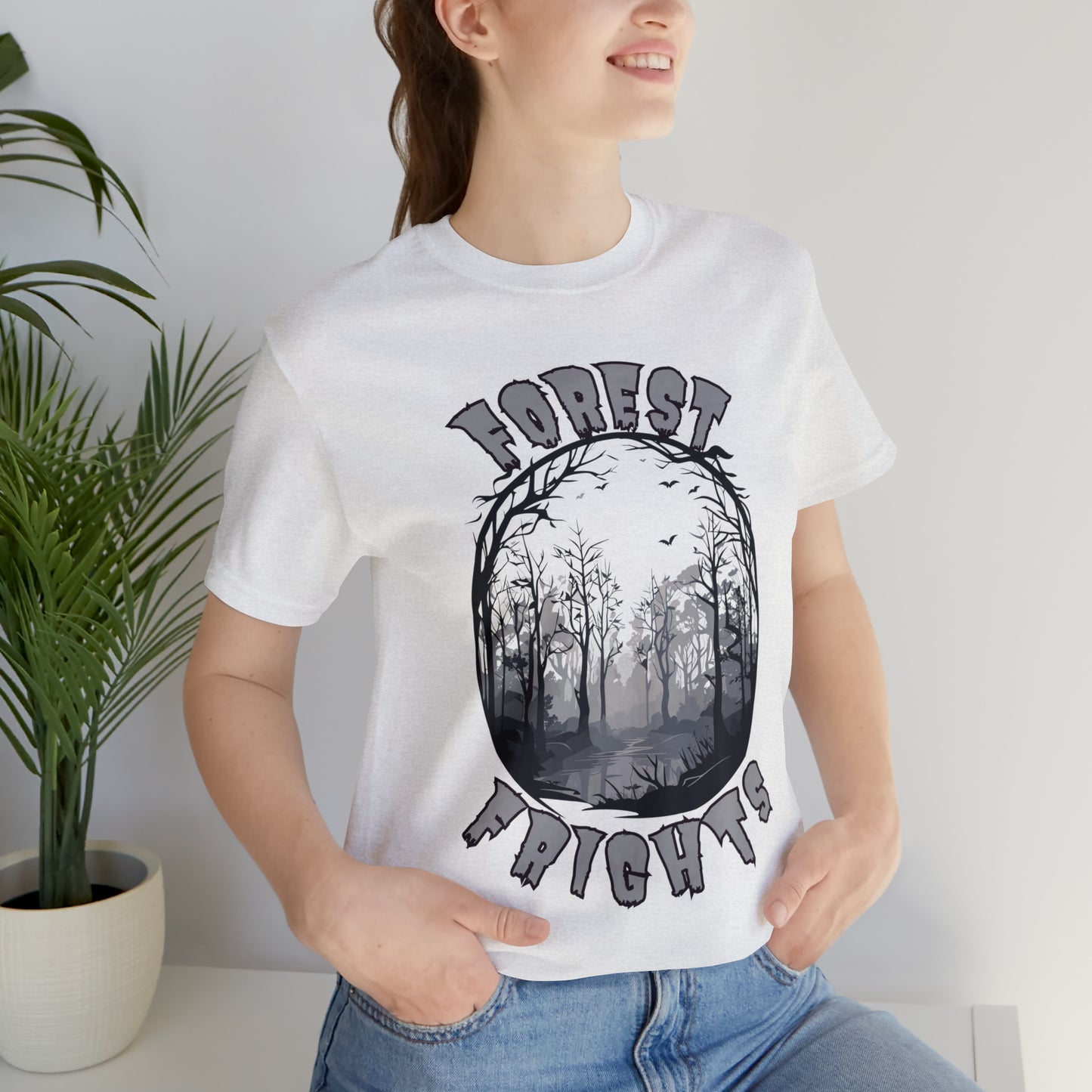 Mysterious Spooky Forest Silhouette T-Shirt | Halloween Vibes Tee