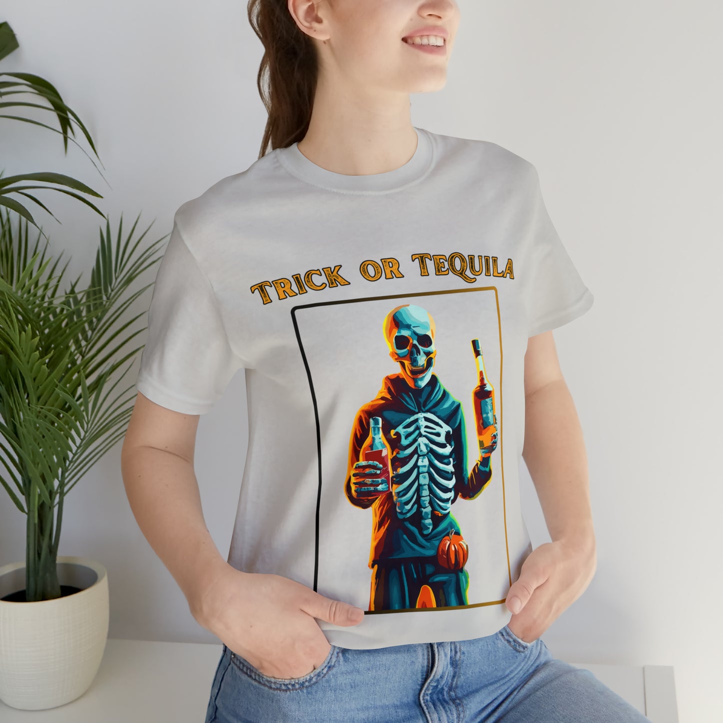 Spooky Skeleton: Trick or Tequila Halloween T-Shirt | Halloween Vibes Tee