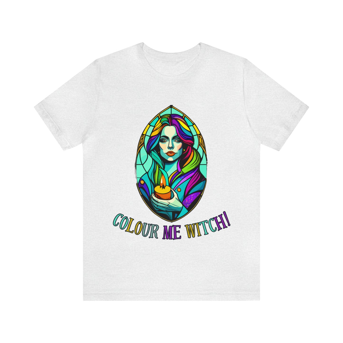 Mystical Witches' Coven: Stained Glass Candlelight T-Shirt | Halloween Vibes Tee