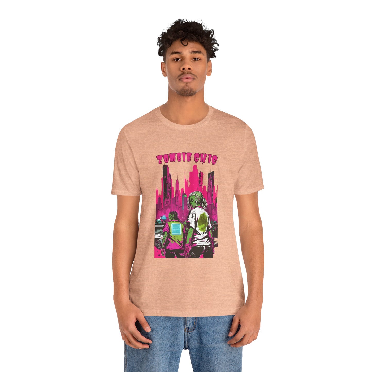 Cyberpunk Zombie Apocalypse: Dystopian Neon Cityscape T-Shirt | Halloween Vibes Tee