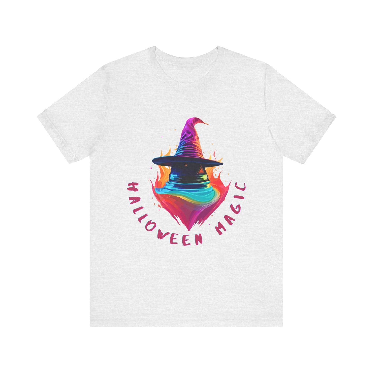 Whimsical Witch's Hat: Pop Art Neon Glow T-Shirt | Halloween Vibes Tee