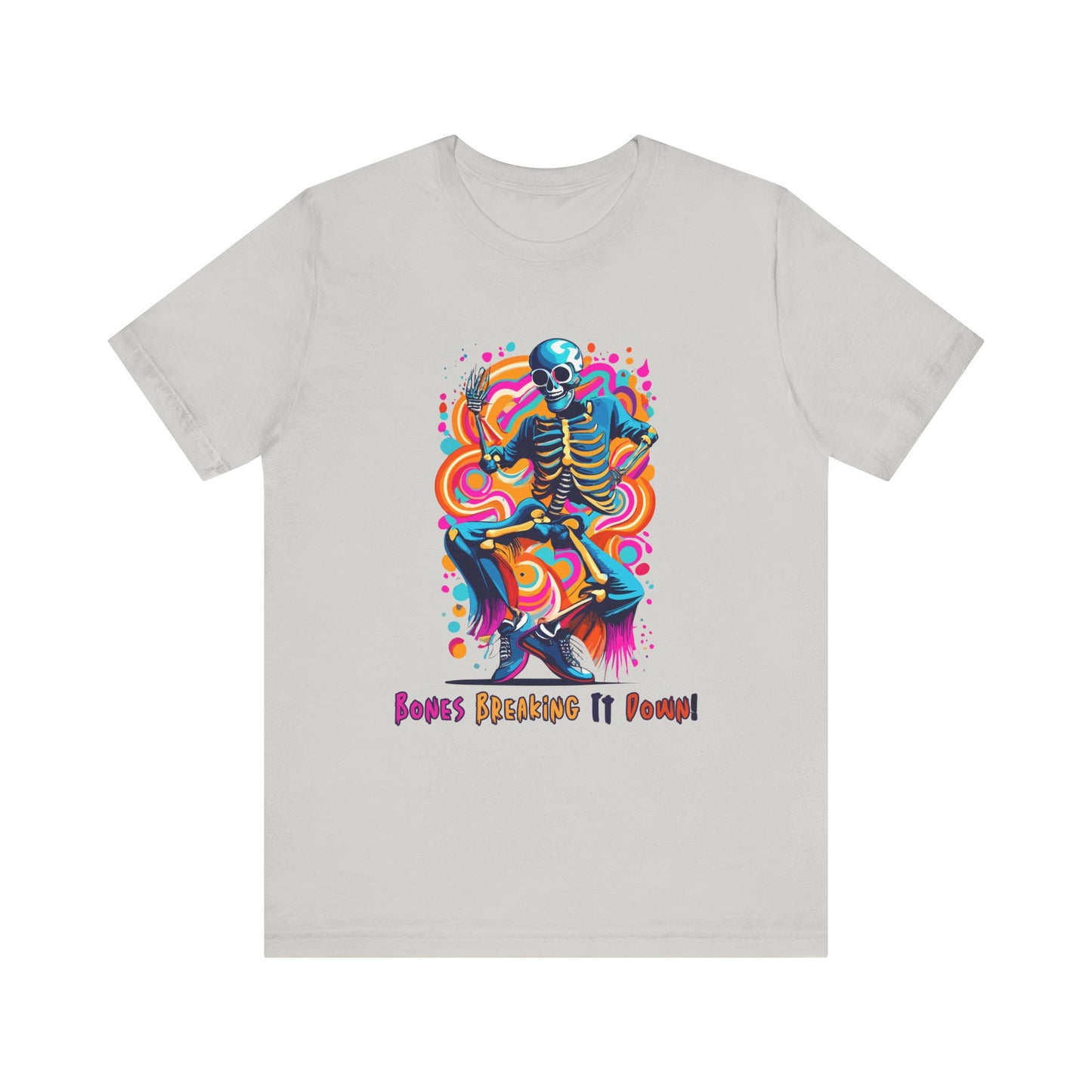 Festive Skeleton Dance: Cubist Abstraction T-Shirt | Halloween Vibes Tee