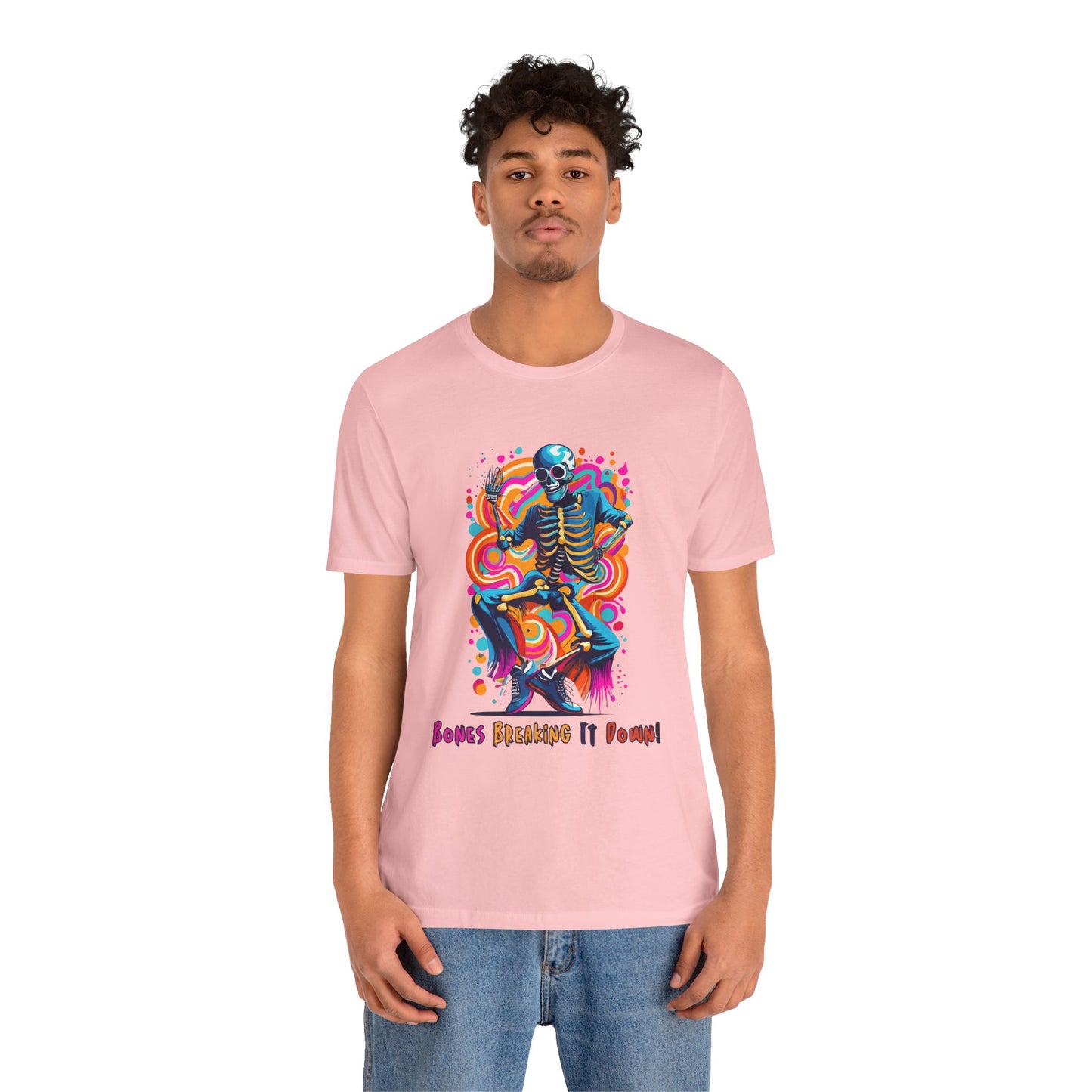 Festive Skeleton Dance: Cubist Abstraction T-Shirt | Halloween Vibes Tee