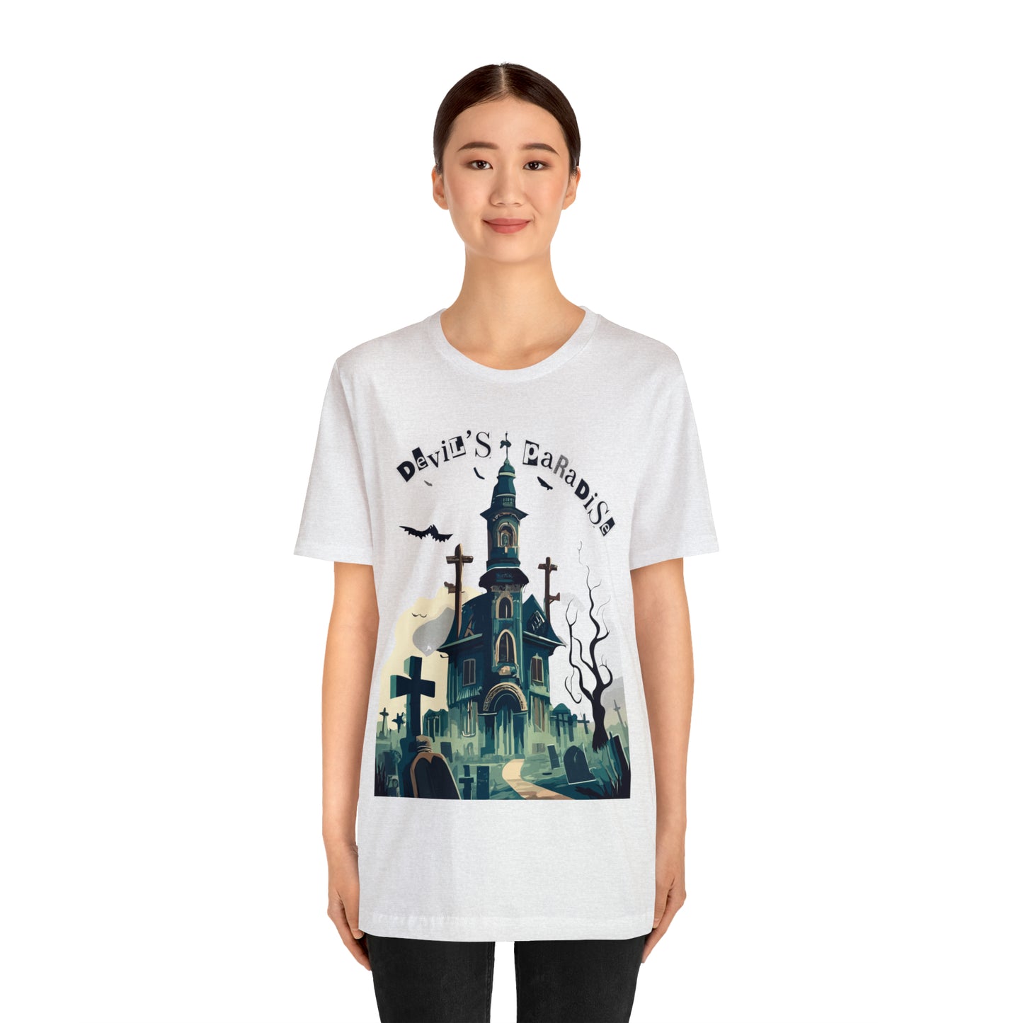 Solemn Haunted Graveyard: Pointillism T-Shirt | Halloween Vibes Tee