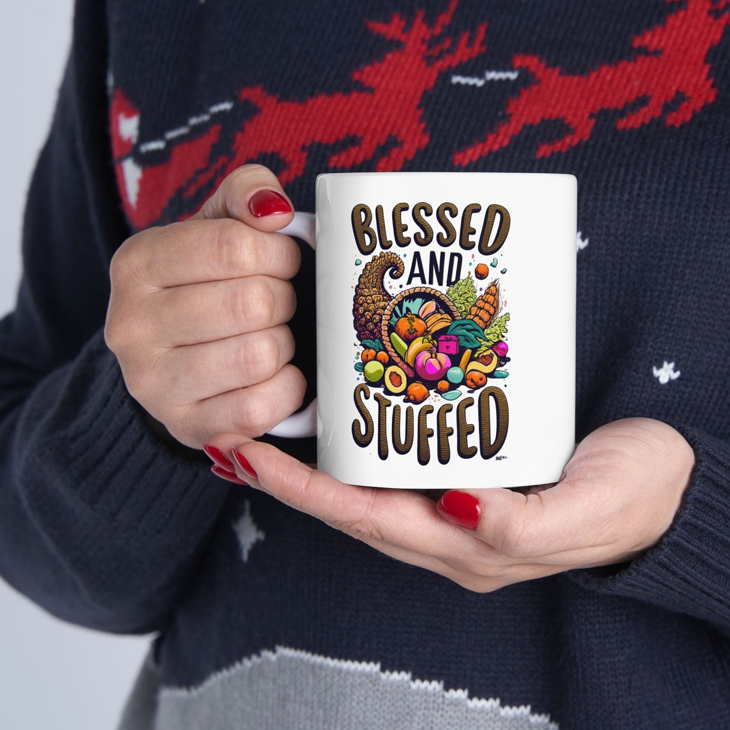 Blessed & Stuffed: Thanksgiving Bounty Mug | Cornucopia Dreams Mugs by Be Like No One (BLN1) - The Store