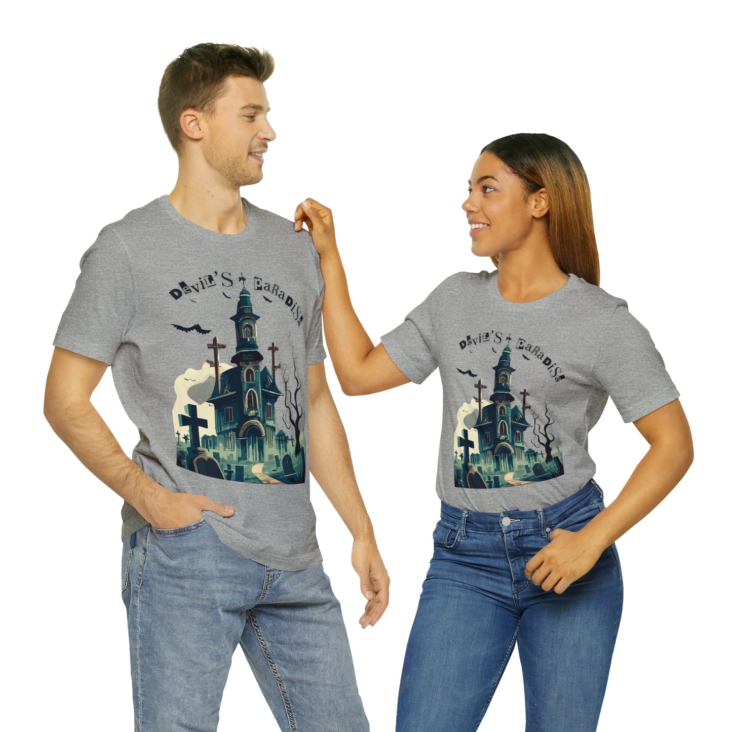 Solemn Haunted Graveyard: Pointillism T-Shirt | Halloween Vibes Tee