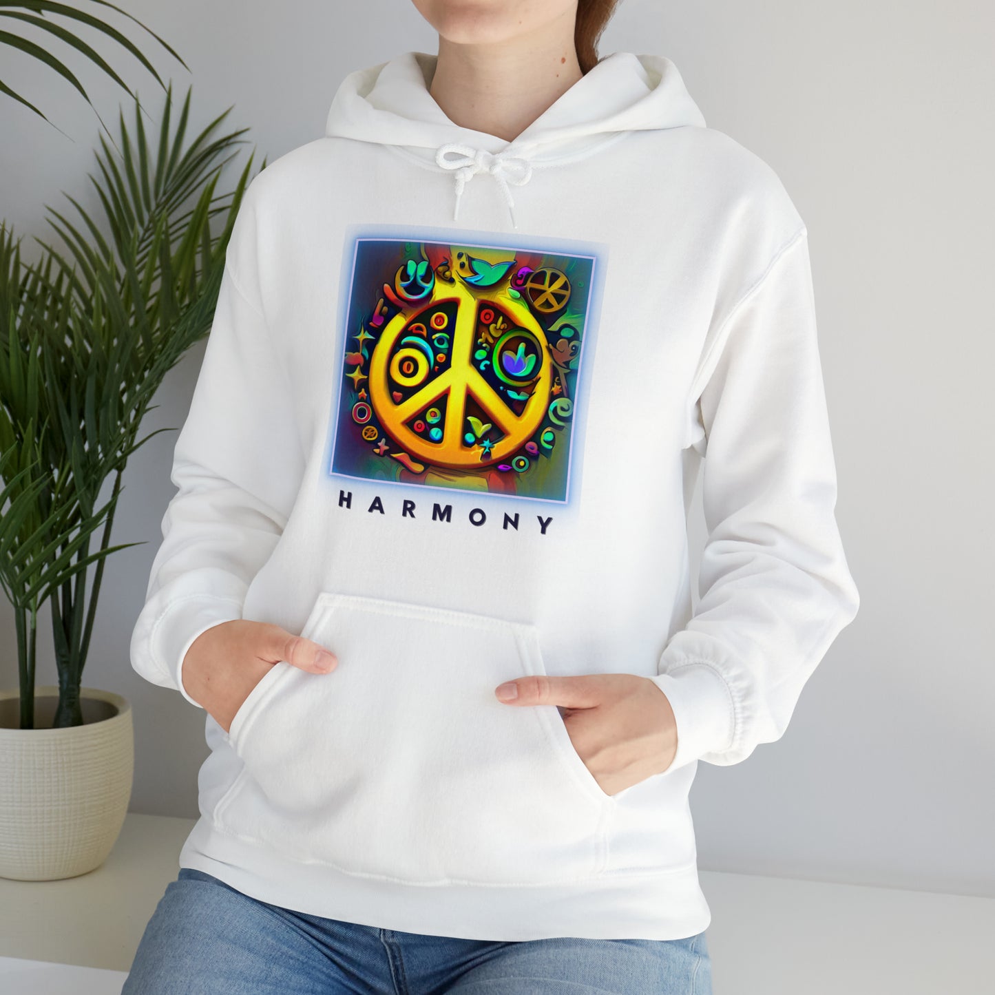 Serenity Symbols: Peace & Positivity Unisex Hoodie | Harmony Iconic Hoodies